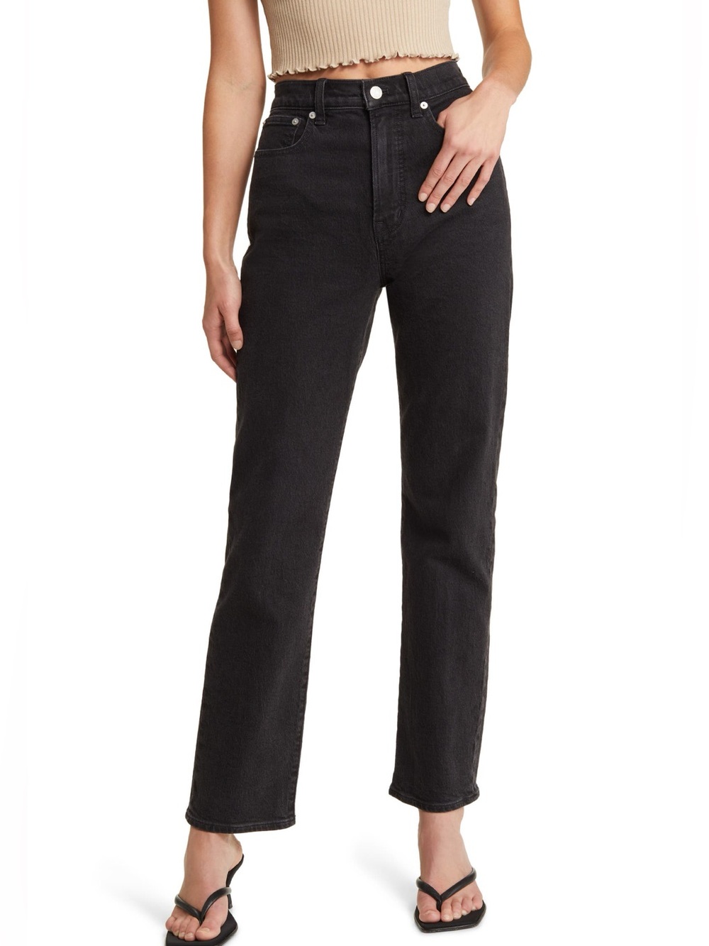 Madewell The ’90s Straight Jeans 28 Washed Black High Rise Full Length Denim